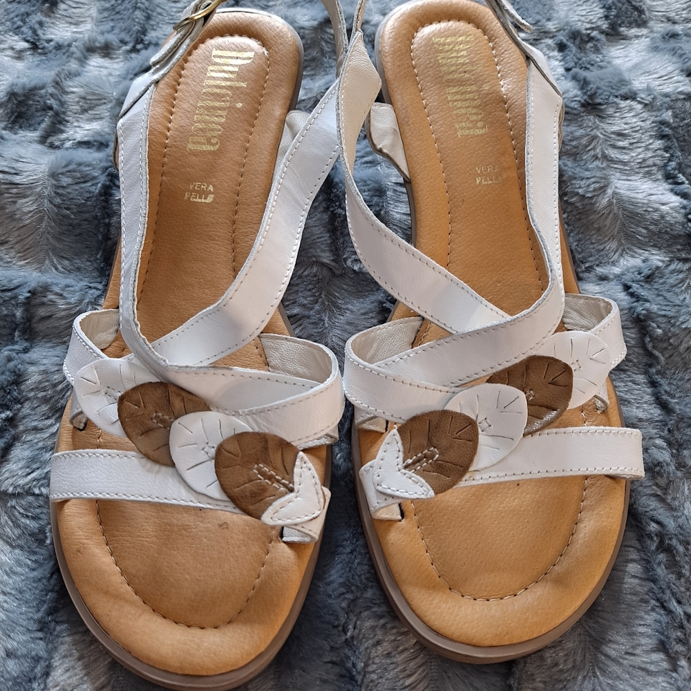 Italian leather white sandals